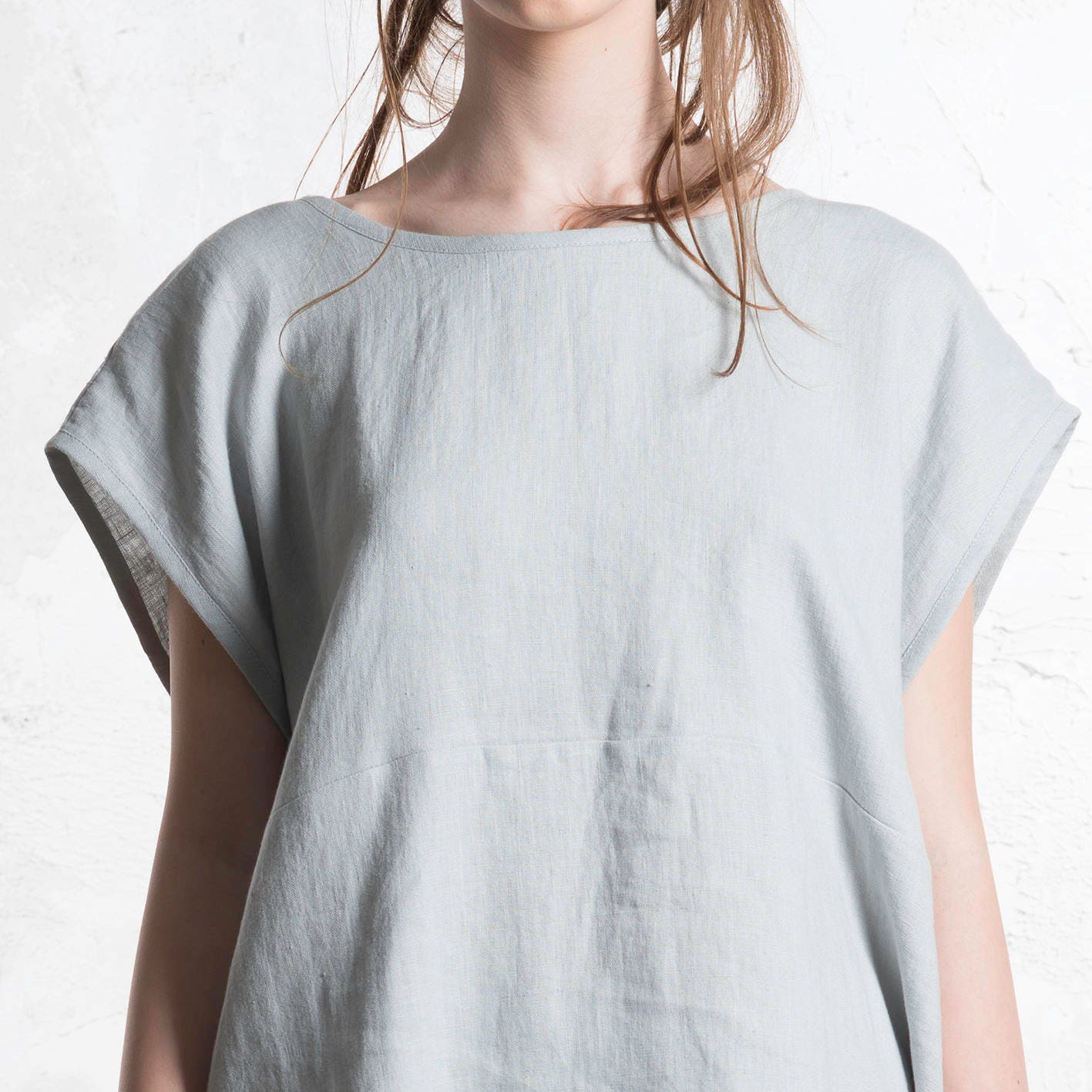 Dove grey linen top Linen tunic for women Linen tank top Etsy
