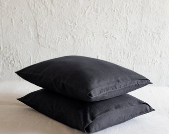 Linen pillowcase Black, Pillowcase Standard, Pillow case Queen, Black linen pillow cover King, Black body pillow cover, Black linen bedding