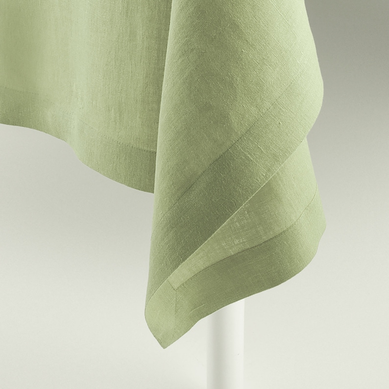 Linen table runner custom color, Pale olive linen table runner, Natural table linens by Lovely Home Idea image 3