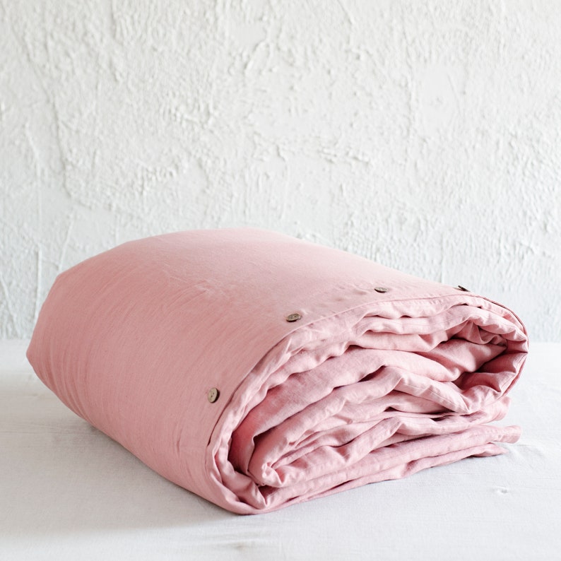 Dusty rose linen duvet cover Muted light Pink linen bedding Etsy