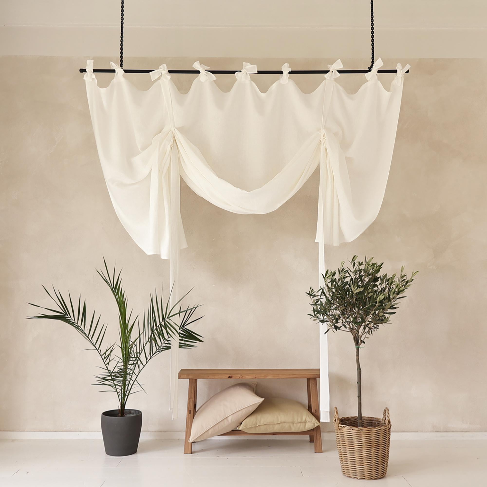 Lush Decor Tenda A Pannello Unico In Lino Con Volant – 213x137 Cm – Bianco – Stile Cottage E Boho