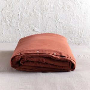 Burnt Orange linen duvet cover, Natural linen bedding image 2