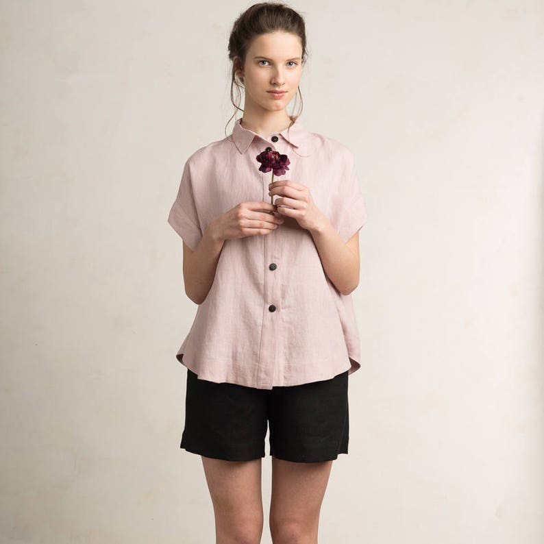 Linen shirt for women, 30 colors, Dusty rose summer shirt, Natural linen clothes image 6