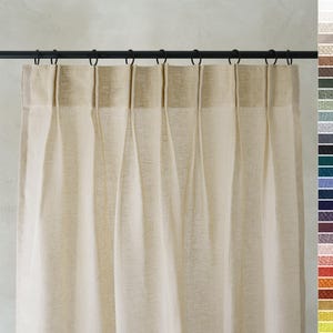 Pleated cafe curtain, Linen cafe curtains, Double pleat curtains for small windows, Airy linen valance, Bathroom or kitchen window curtains