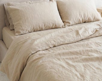 Natural Linen Duvet Cover Set, Linen duvets and Pillowcases, Soft Handmade Bedding Sets