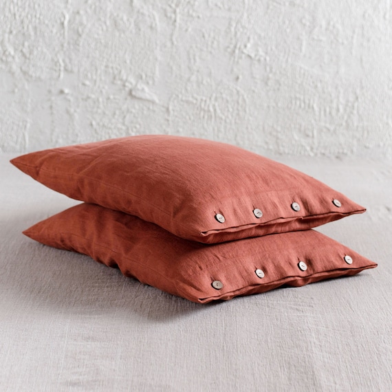 Orange linen pillow cases hotsell