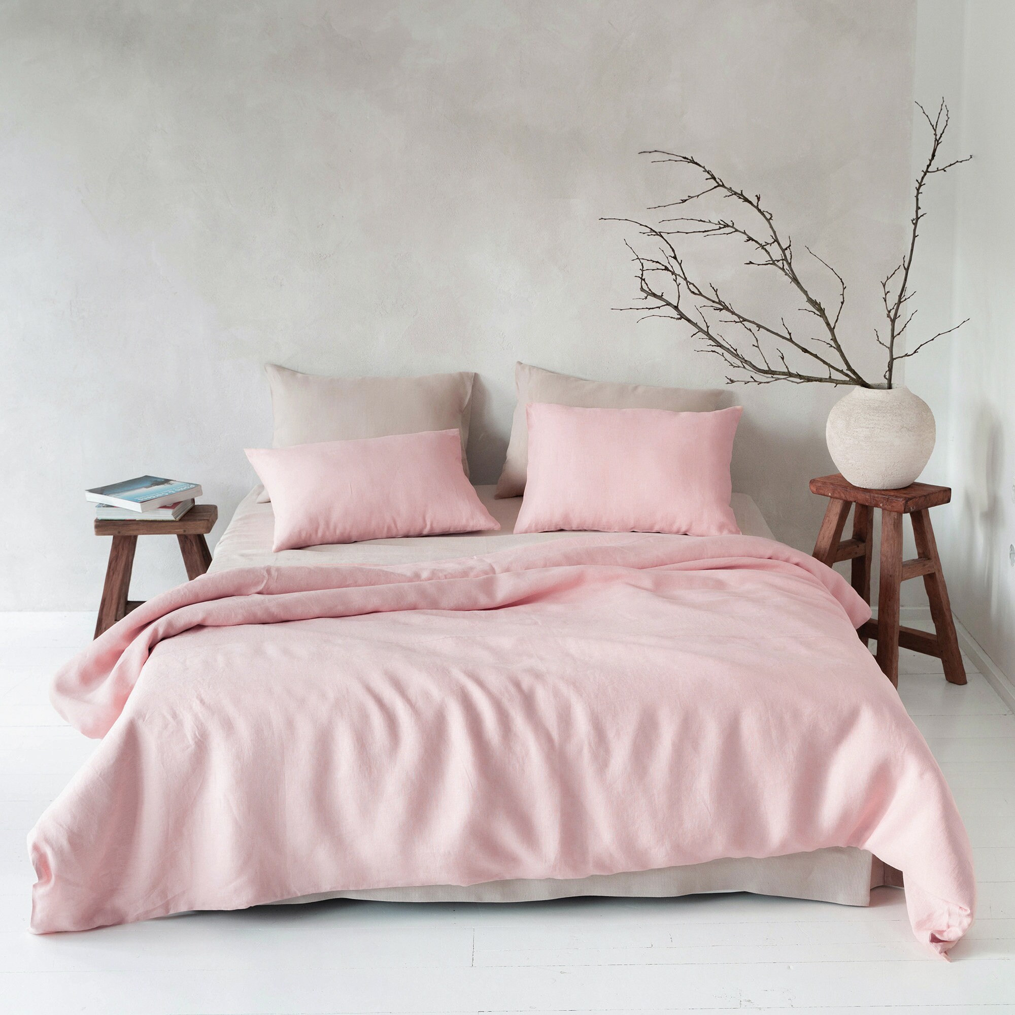 Linen Duvet Cover With Zipper in Dusty Rose. Muted Pink Linen Duvet Covers in Various Sizes Natural Bedding Etsy