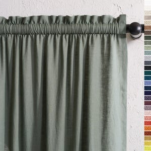 Cafe curtain with rod pocket and header, Linen cafe curtains, Kitchen rod pocket drapes, Linen Sink Skirt, Tier valance, Cabinet curtain