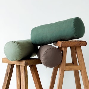 Linen bolster pillow case with zipper, Linen neck roll pillow cover, Long cylinder pillowcase, Custom pillow sham, Bolster slipcover