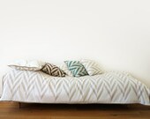 Linen Duvet Pillowcase Twin Single ZIGZAG Grey linen bedding set Corduroy trimmed LHI