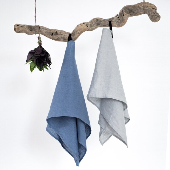 Linen50 Kitchen Towel, Blue + Green