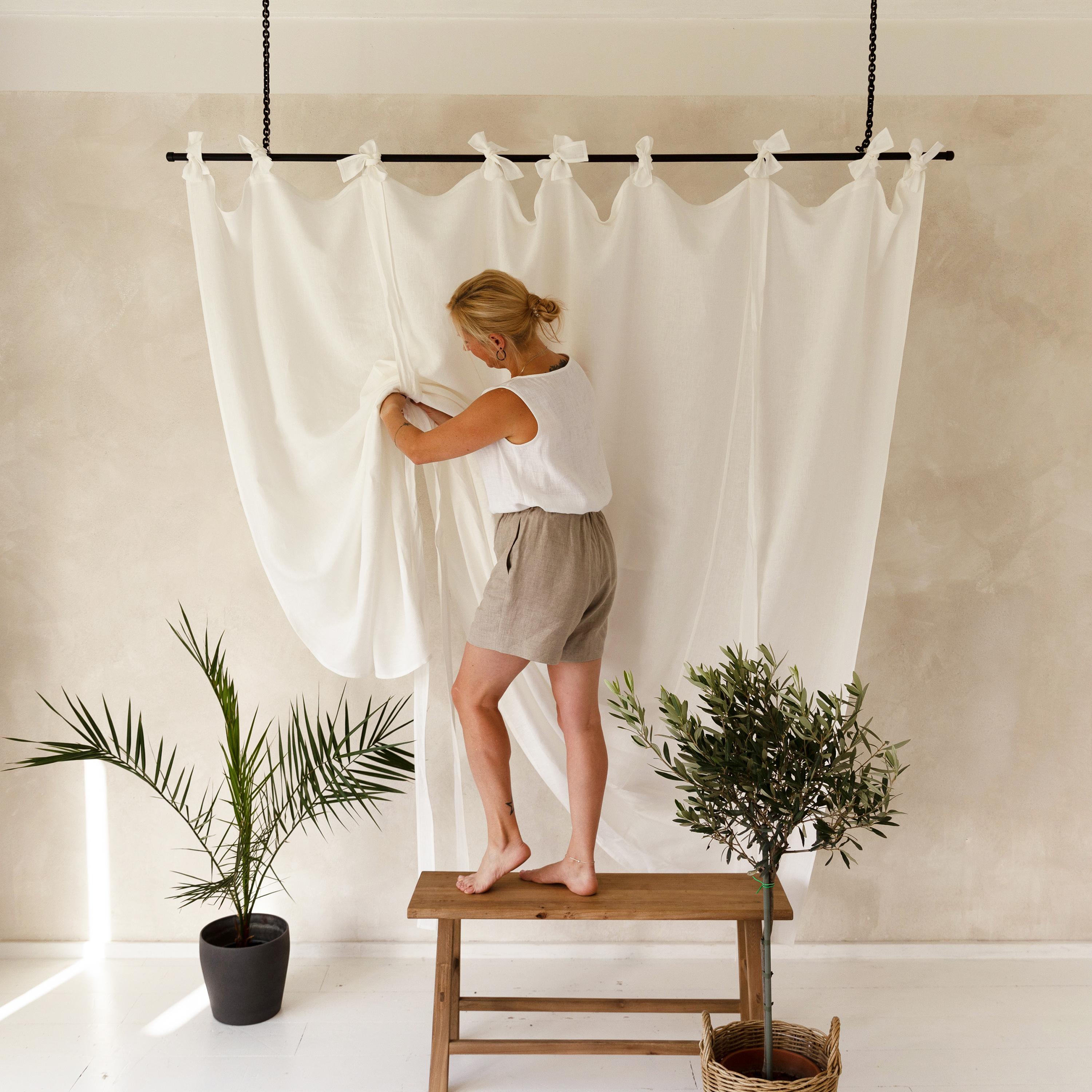 Lush Decor Tenda A Pannello Unico In Lino Con Volant – 213x137 Cm – Bianco – Stile Cottage E Boho