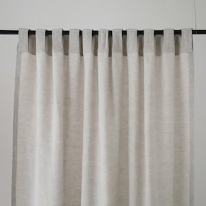 Cortinas de lino natural con pestañas traseras, dormitorio de cortinas opacas con pestaña trasera, cortinas de ventana de lino para sala de estar, cortinas de lino personalizadas imagen 3