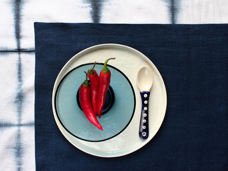 Indigo table napkins or indigo linen placemats Set of Six Etsy