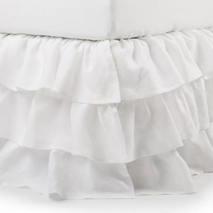 Linen bed skirt with ruffles, Custom split corner bed skirt, Natural bed valance, Linen dust ruffle Queen, Cal King, Full, Twin, Double