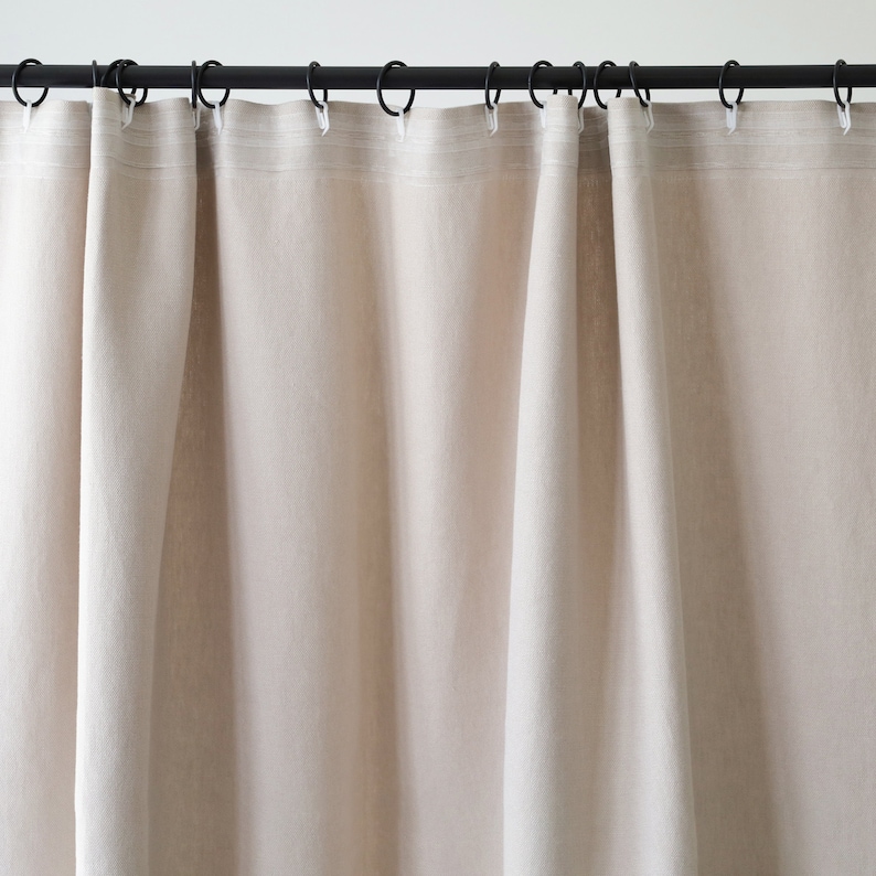Natural linen curtains, Blackout curtains, 1 window curtain panel, Custom drapery panels with tape for rings, Handmade window treatments image 7