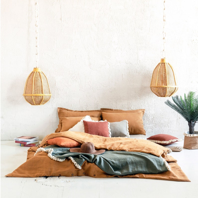 Yellow Ochre linen duvet cover Ocher linen bedding Etsy