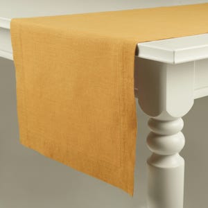 Elegant table runner in Yellow ochre, Table runner, Yellow mustard linen table runner, Custom table runners, Natural gift for table decor