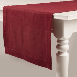 Linen table runner, Wine red linen table runner, Custom table linens by Lovely Home Idea, Console, side or dining table runner Handmade