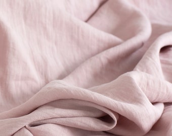 Stoffige roze linnen stof op maat gesneden, lichtroze linnen stof, pastel stof voor kleding, linnen stof voor jurken, natuurlijke stof per meter