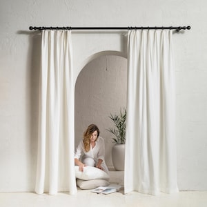 Cortinas de lino grueso con pliegues en la parte superior, 3 colores, cortinas plisadas para sala de estar, cortinas para dormitorio, cortinas gruesas para ventanas de LovelyHomeIdea