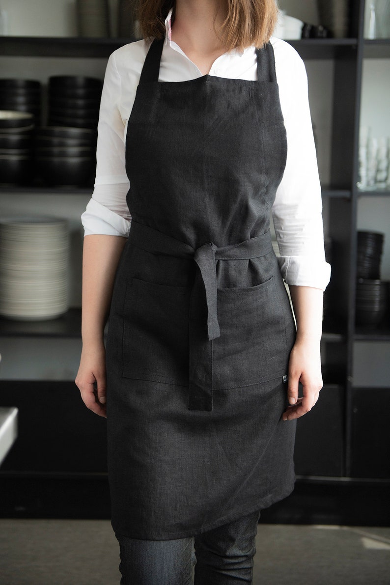 Full Linen Apron 30 Colors Linen Aprons With Pockets Linen Etsy Australia