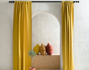 Handmade linen curtains, Rod pocket curtains, 1 curtain panel, Blackout curtains, Window curtain panels, Linen window treatments