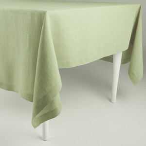 Linen tablecloth Pale olive, Custom color linen tablecloths in various sizes, Square or rectange table cloth, Natural table decor image 1