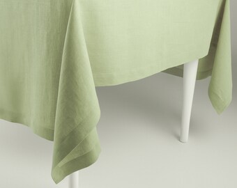 Linen tablecloth Pale olive, Custom color linen tablecloths in various sizes, Square or rectange table cloth, Natural table decor