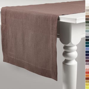 Fabric table runner for table decor Linen, Deep taupe linen table runners, Dark brown linen centerpiece, Natural table linens, Handmade gift