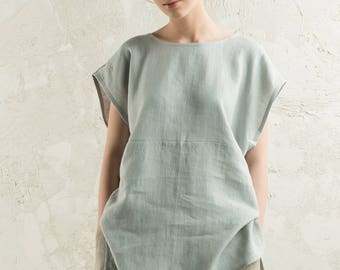 Linen top for women, Natural linen tunic, Long linen blouse, Linen summer clothing women