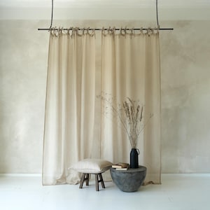 Transparente Vorhänge, 1 Stück, Leinenfenstervorhänge für Wohnzimmer, Lichtfilternde Vorhänge für Schlafzimmer, Himmelbettvorhänge