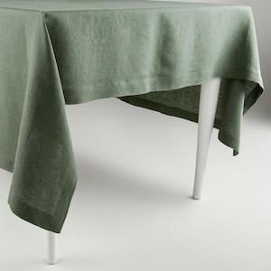 Linen tablecloth Moss green, Large tablecloths for dinning table, Housewarming gift, Natural table linens by Lovely Home Idea