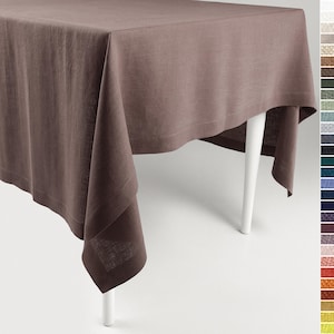 Deep taupe linen tablecloth, Brown tablecloth rectangular, square tablecloths, Natural table linens, Classic table decor gift