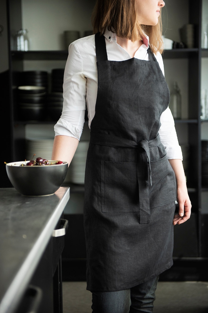 Full Linen Apron 30 Colors Linen Aprons With Pockets Linen Etsy