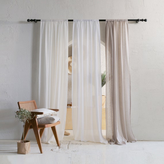 Sheer Window Curtains 1 Linen Curtain Panel With Rod Pocket Norway Sheer Window Curtains 1 Linen Curtain, Rod Pocket Top Curtain Panel