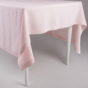 Soft linen tablecloth Dusty rose, Light pink tablecloths, Natural dinning table decor