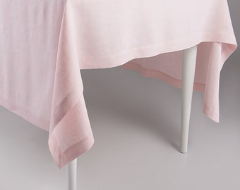 Soft linen tablecloth Dusty rose, Light pink tablecloths, Natural dinning table decor