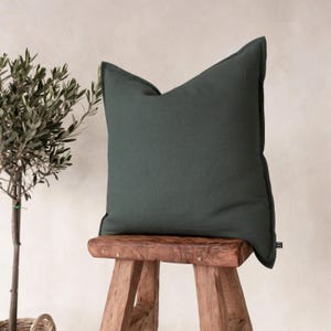 Linen pillow cover Forest green, Lumbar or Square throw pillow covers in various colors, Linen pillow covers, Linen throw cushion covers