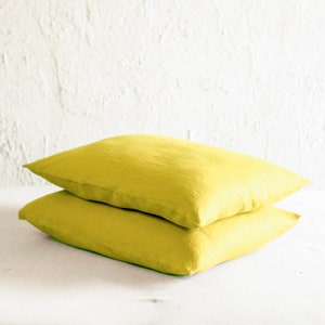 Chartreuse linen pillowcase 30 colors, Linen pillowcases with envelope closure, Chartreuse linen bedding, Includes 1 pillowcase image 3