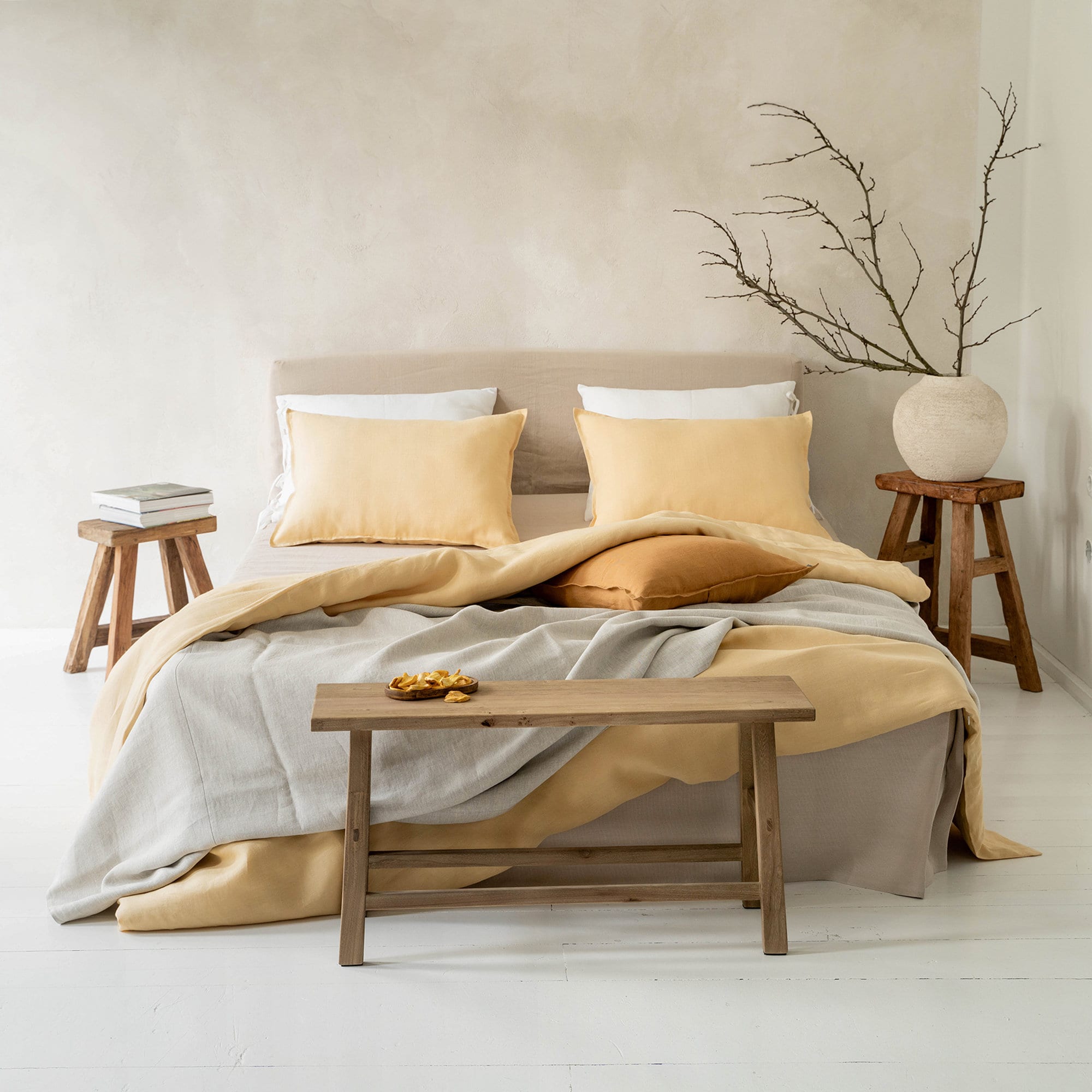 Linen duvet cover Butter Yellow, Natural duvet cover with zipper in various sizes, Pale yellow bedding Queen, Double, King, Twin, Full