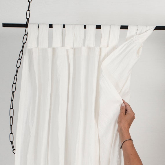 Linen Window Curtains Tab Top Linen Window Curtain Panel Etsy