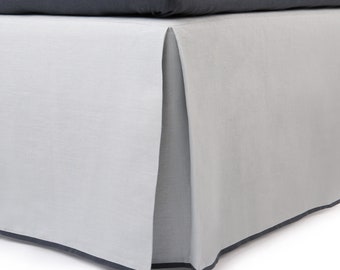 Linen Bed Skirt with Trim, Box Peat Bed Skirts, Tailored Bedskirt Custom, Natural Bedskirts King, Queen, Twin, Full, Single