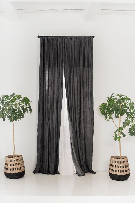 Top Tack Pleat Curtains Window Curtains Linen Wool Curtain Etsy