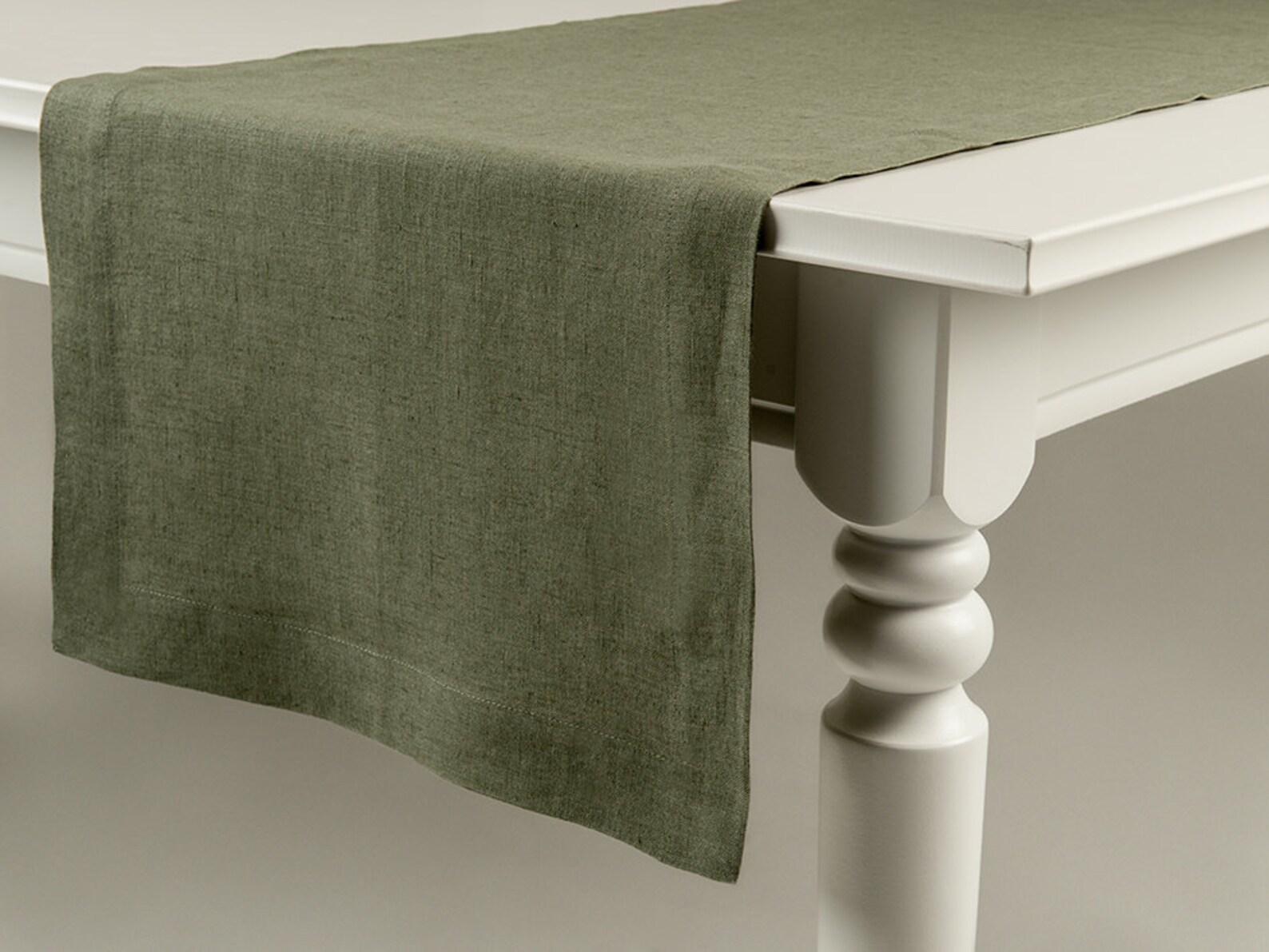 Green table runner Moss green linen table runner Etsy