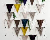 Linen Fabric Banner Bunting by Lovely Home Idea, Decorative Set of Separate Flags