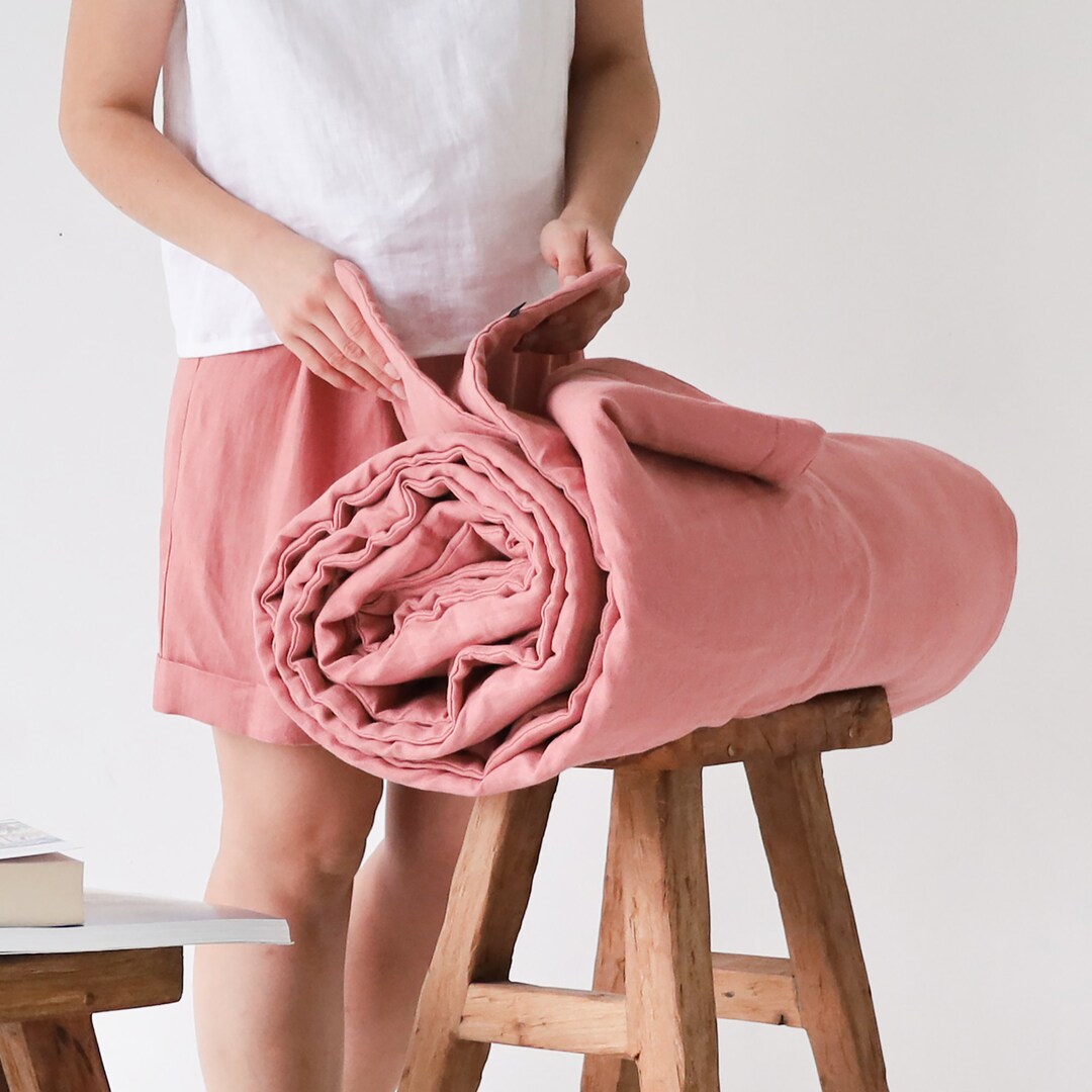 Linen Quilt Blanket Bedspread, Natural Linen Cotton Blankets, Linen