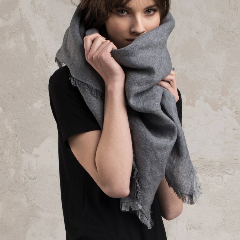 Soft wool scarf women Grey wool shawl women Natural wool | Etsy