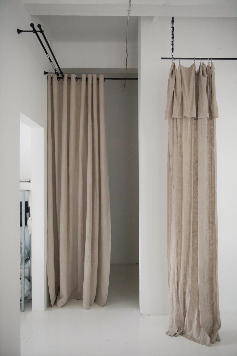 Drop cloth linen curtains, Linen window curtains, 1 window curtain panel in various colors, Custom curtains, Living room curtains image 6