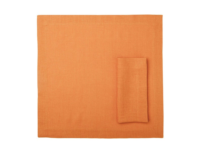 Table Napkin Set OR Linen Placemat Set Rust Linen Placemats Etsy